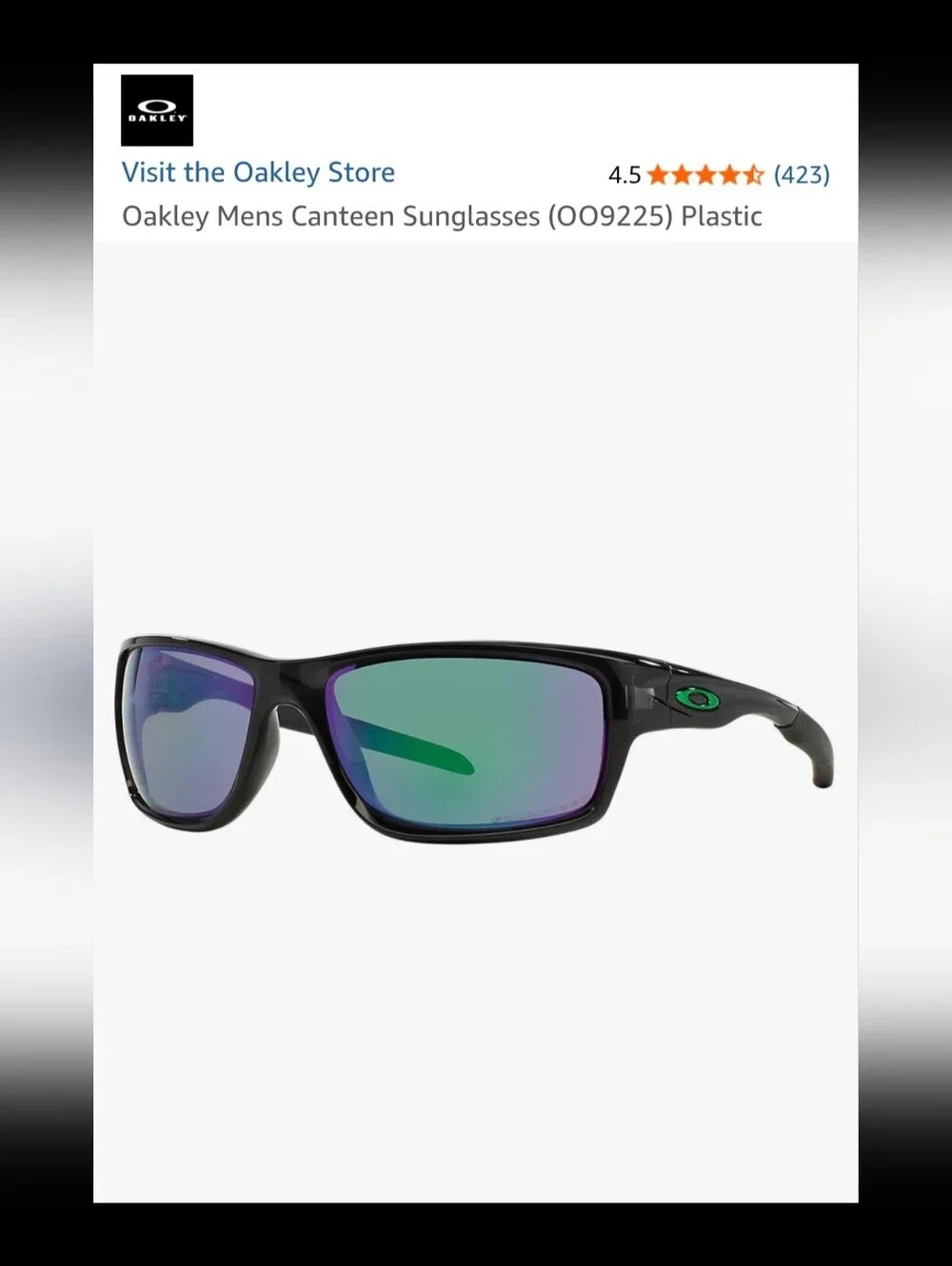 Oakley Canteen OO9225-04 Polarized Sunglasses Black Ink Jade Iridium NEW